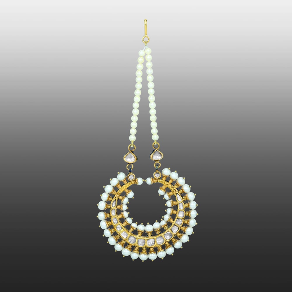 Chandbali Polki Mangtikka with Pearl Strands